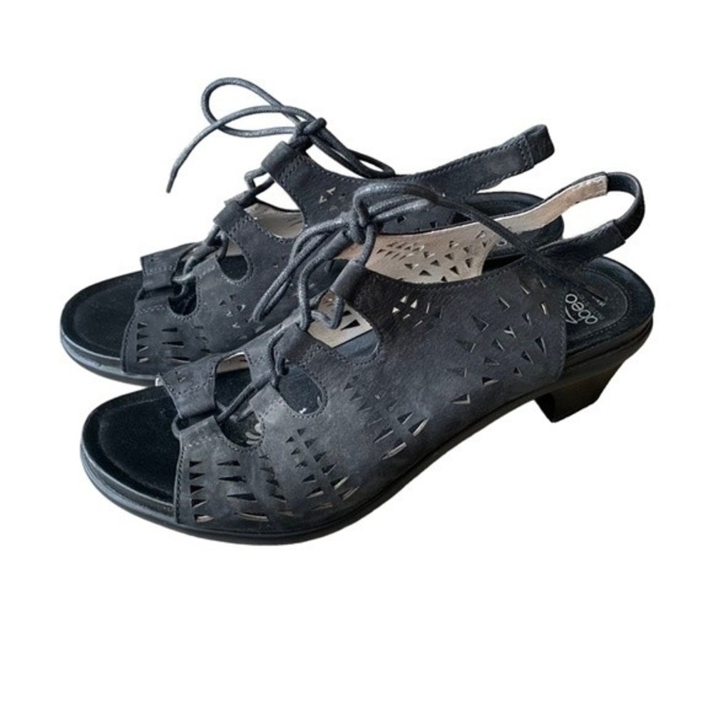 Abeo Goldie Metatarsal Black Nubuck Leather Lace Up Orthodic Heels Sz 8.5